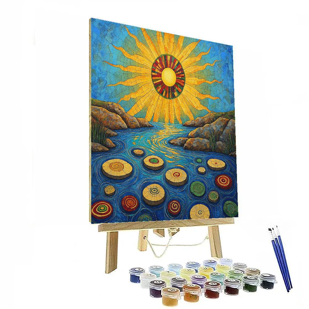 Norval Morrisseau Inspired Sun Water Ceremony Of Stones Painting by numbers kit