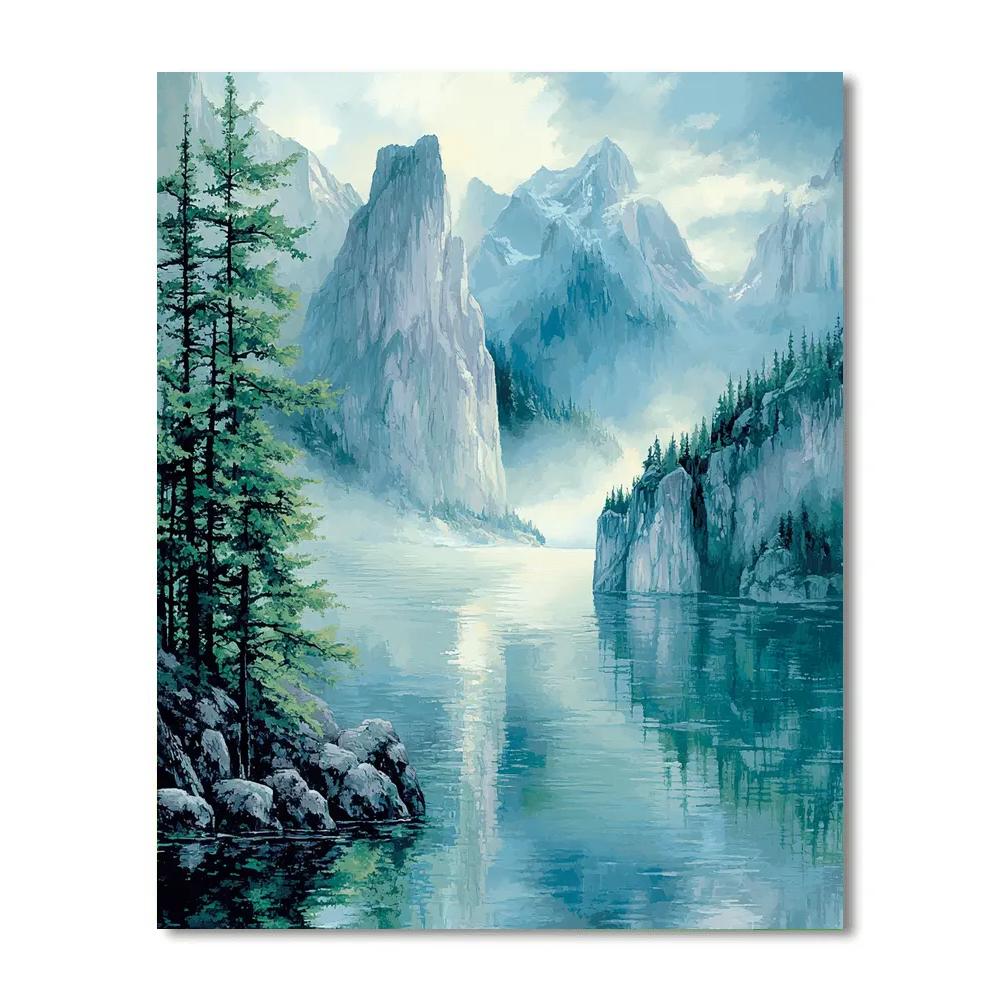Lawren Harris Inspired Tranquil Misty Fjord Numbered painting kits