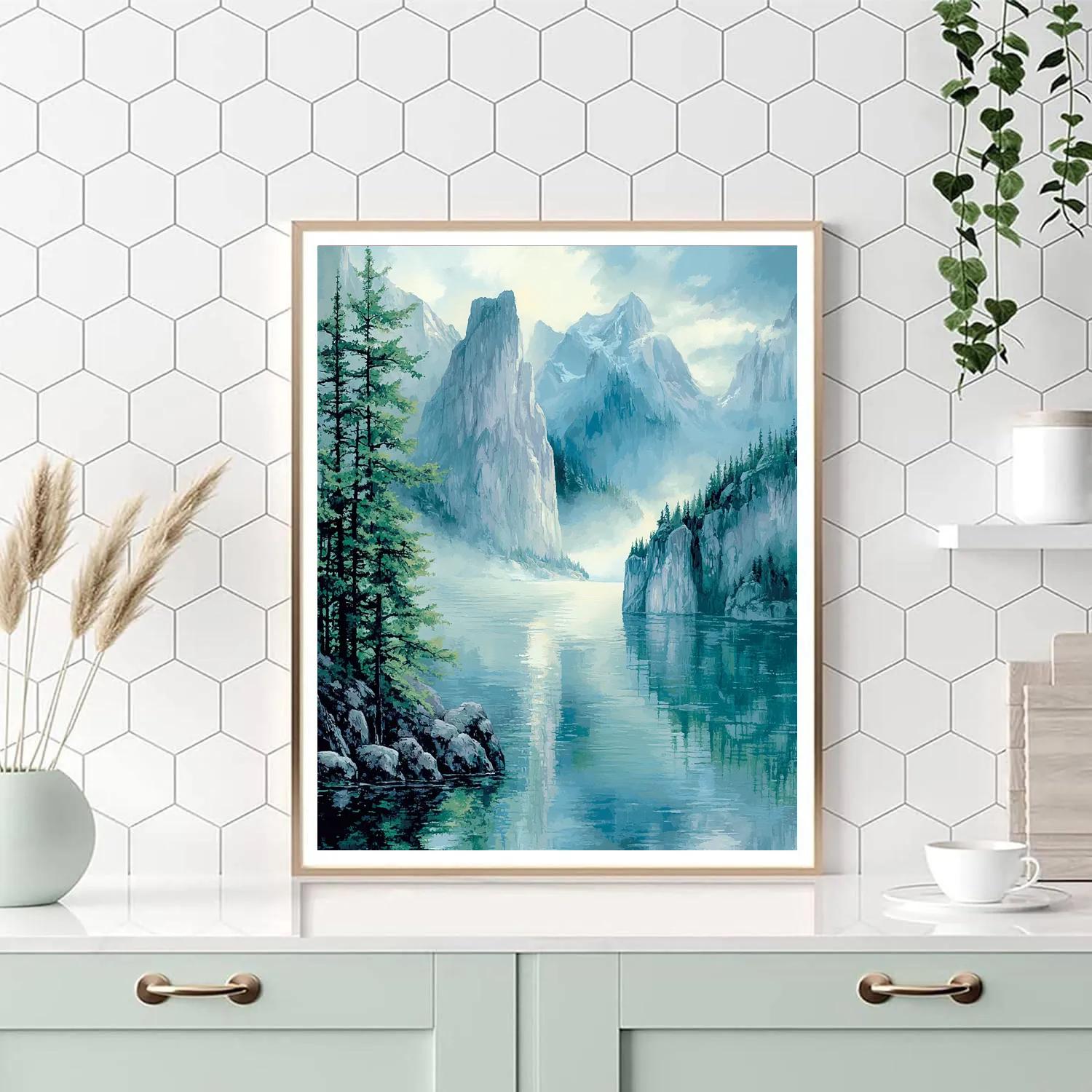 Lawren Harris Inspired Tranquil Misty Fjord Numbered painting kits