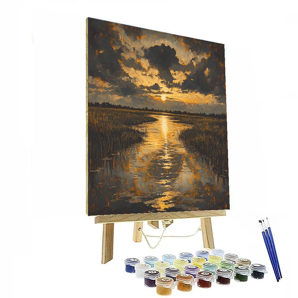 Rembrandt Inspired Storm Over Lowland Mire Paint by numbers art