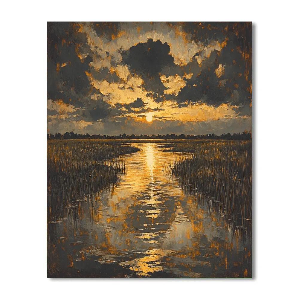 Rembrandt Inspired Storm Over Lowland Mire Paint by numbers art