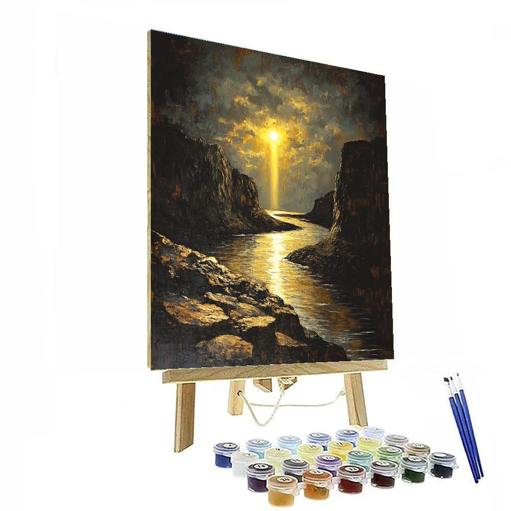 Rembrandt Inspired River Gorge With Golden Shaft Numbered painting kits