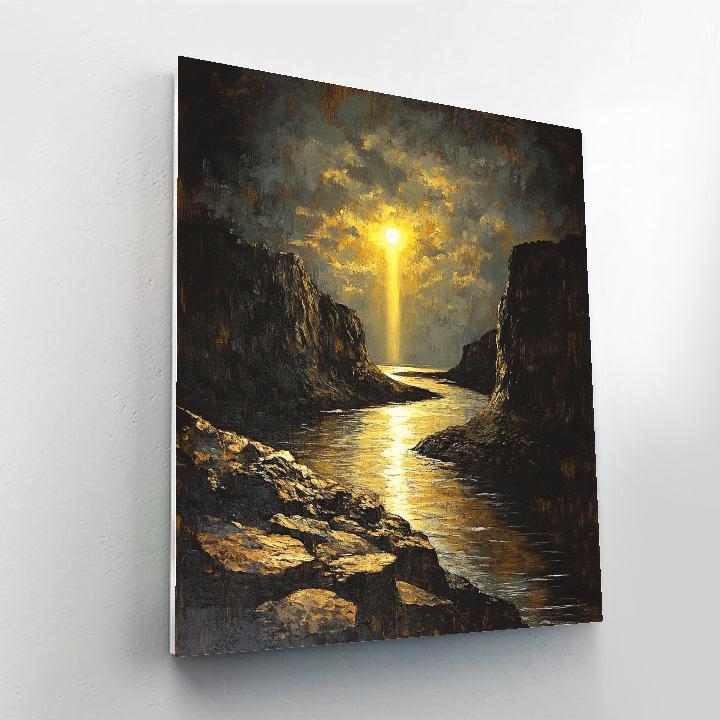 Rembrandt Inspired River Gorge With Golden Shaft Numbered painting kits