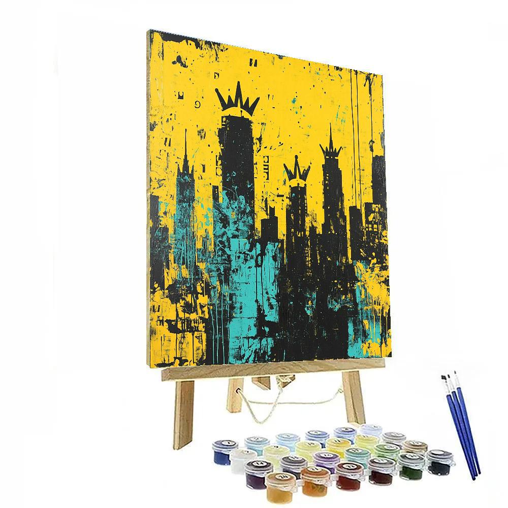 Jean-Michel Basquiat Inspired Urban Crownscape paint by color