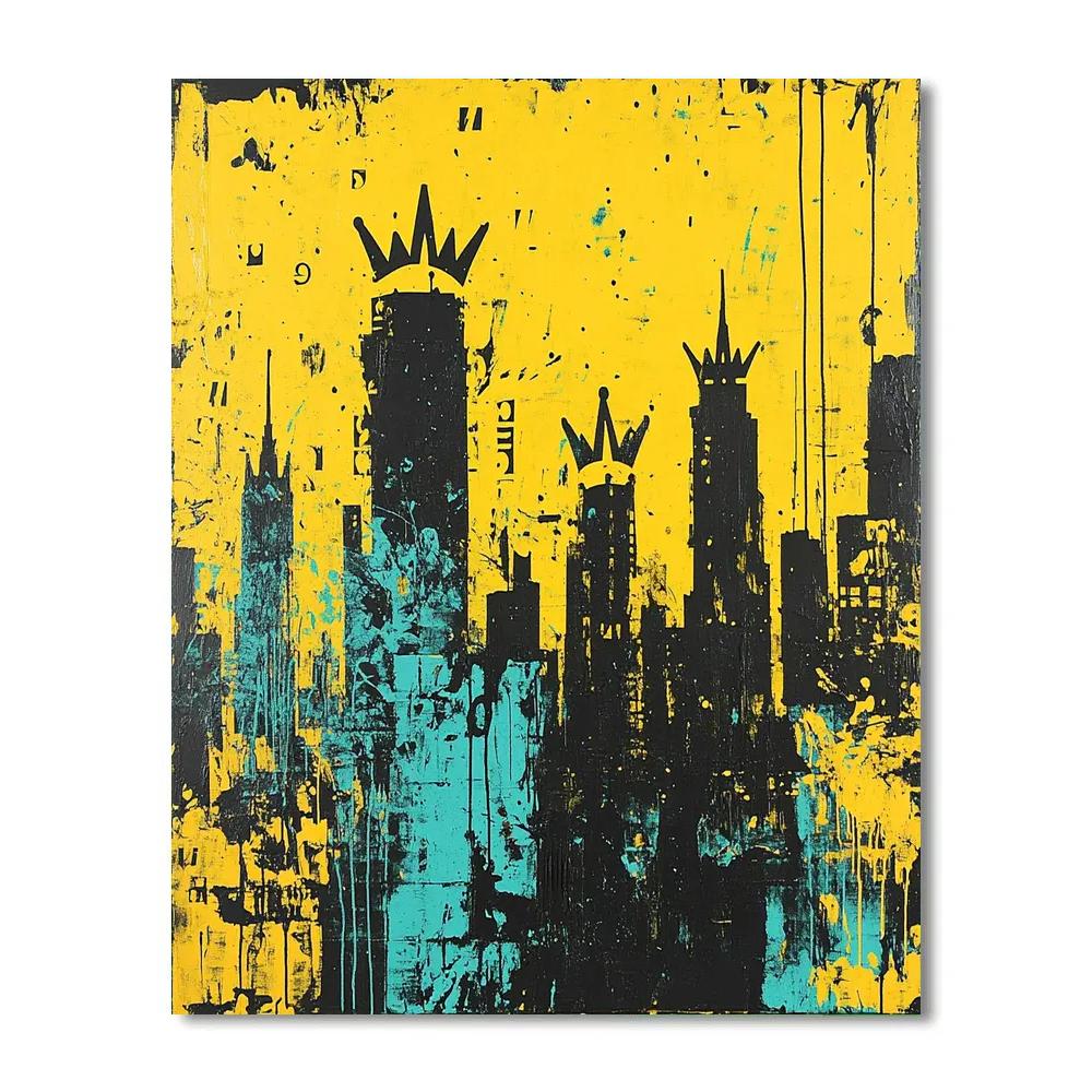 Jean-Michel Basquiat Inspired Urban Crownscape paint by color