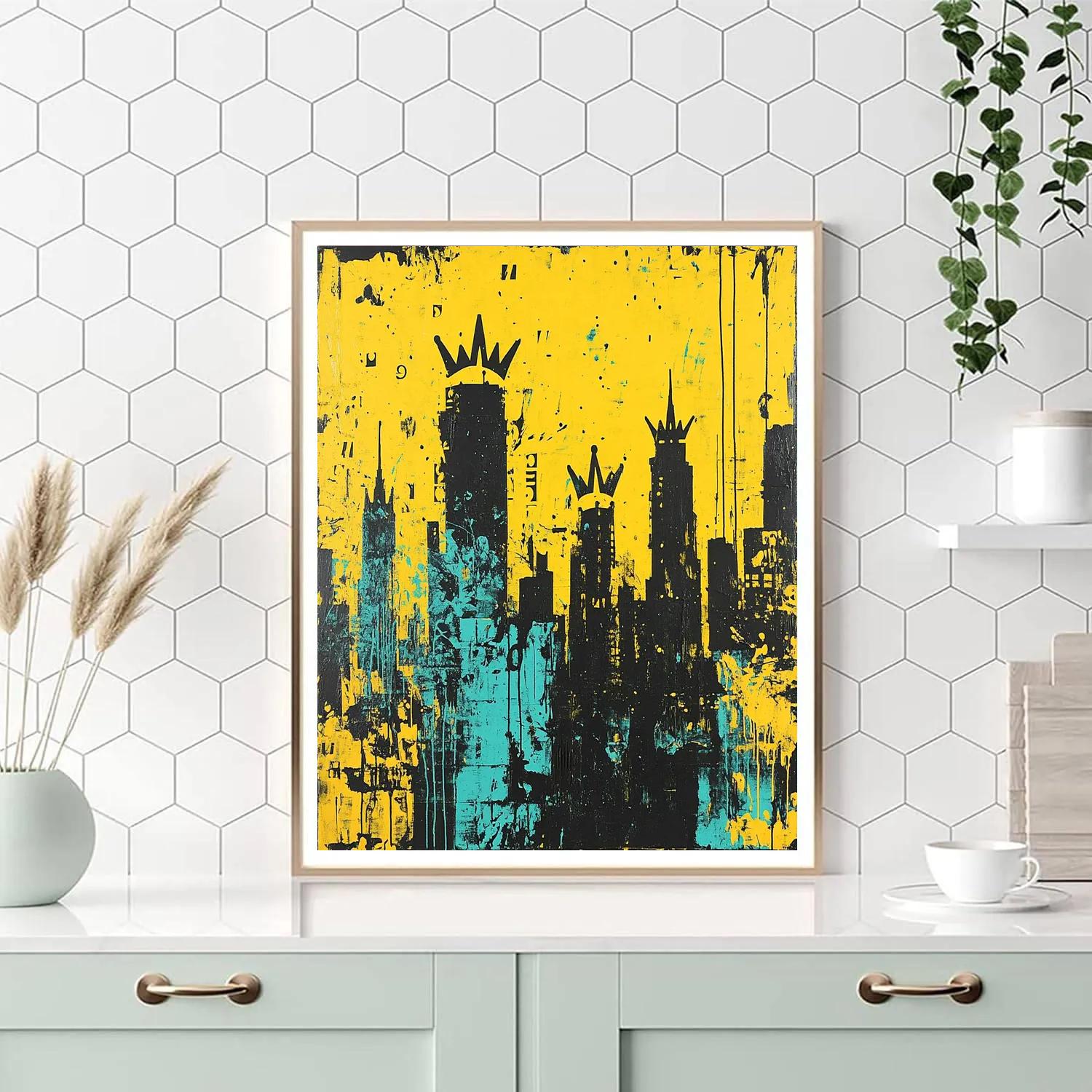 Jean-Michel Basquiat Inspired Urban Crownscape paint by color