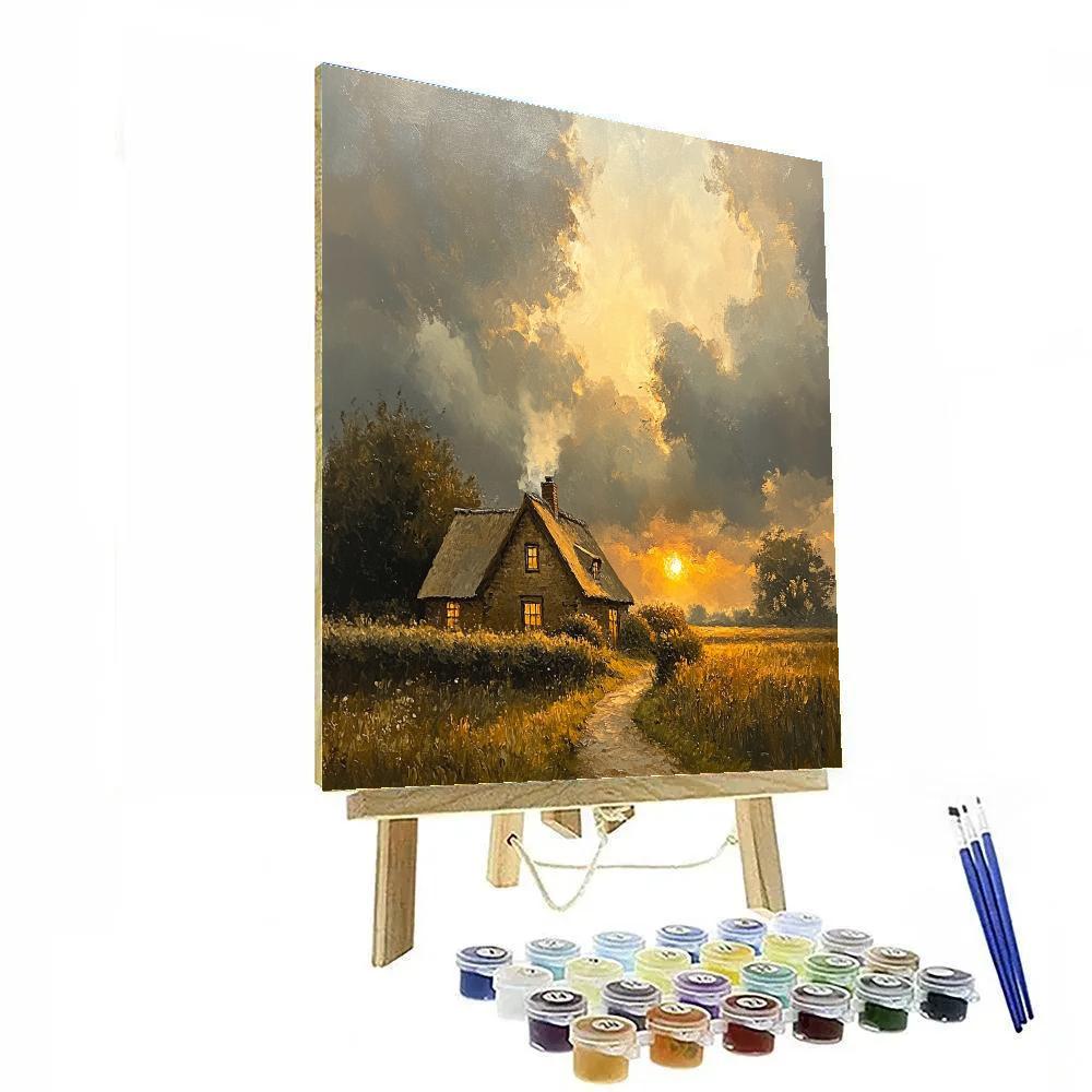 Rembrandt Inspired Cottage Under Veiled Sun DIY paint by numbers