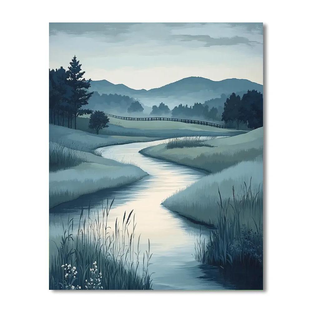 Hiroshige Inspired Quiet River At Dawn DIY paint by numbers