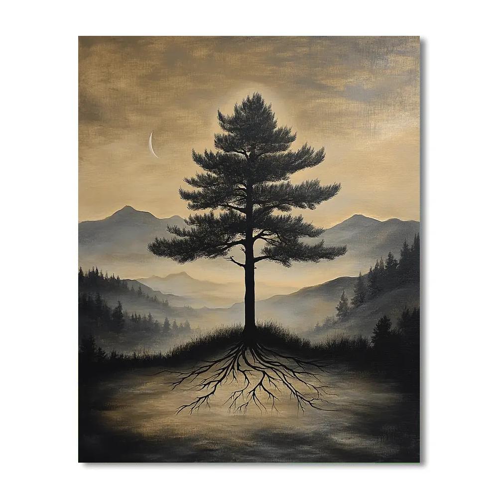 Zhao Mengfu Inspired Ancient Pine Meditation Numbered painting kits