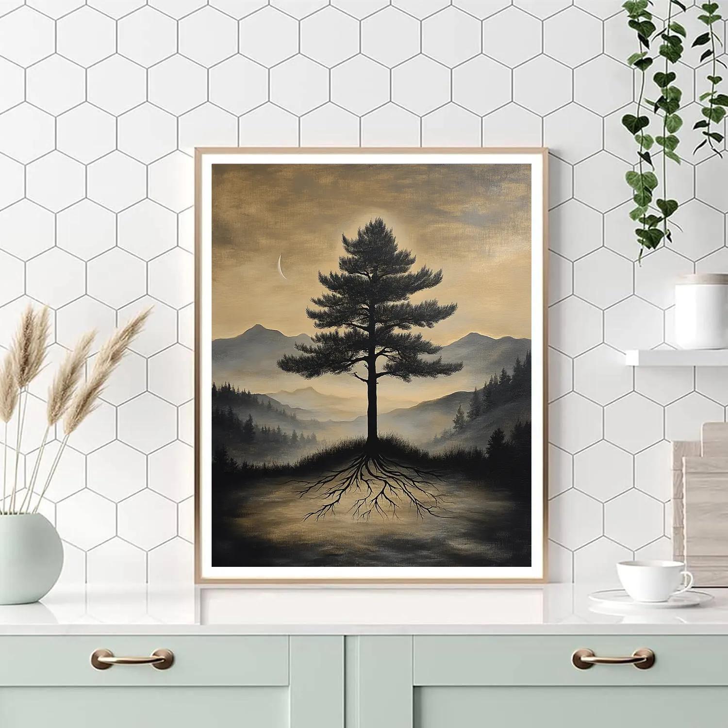 Zhao Mengfu Inspired Ancient Pine Meditation Numbered painting kits