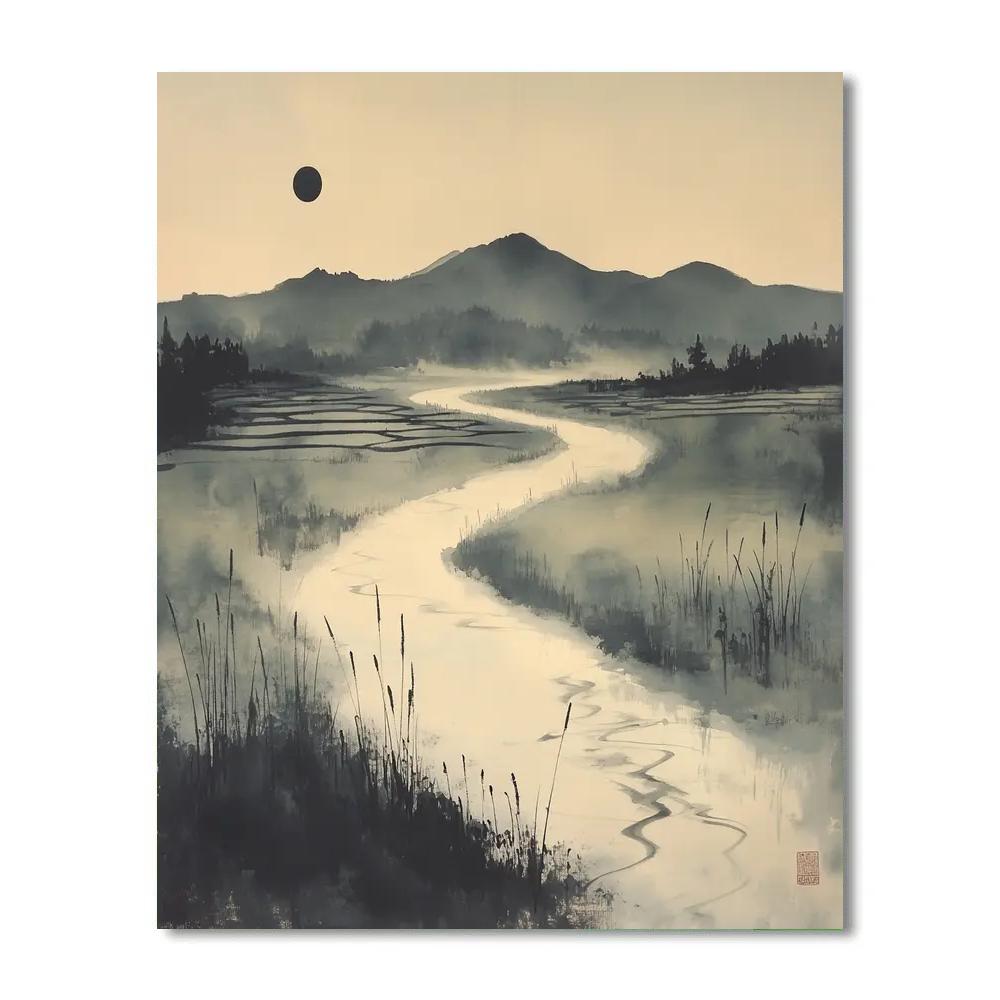 Zhao Mengfu Inspired River Of Lunar Mist Painting by numbers kit