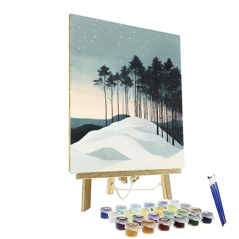 Hiroshige Inspired Snow On Distant Pines DIY paint by numbers