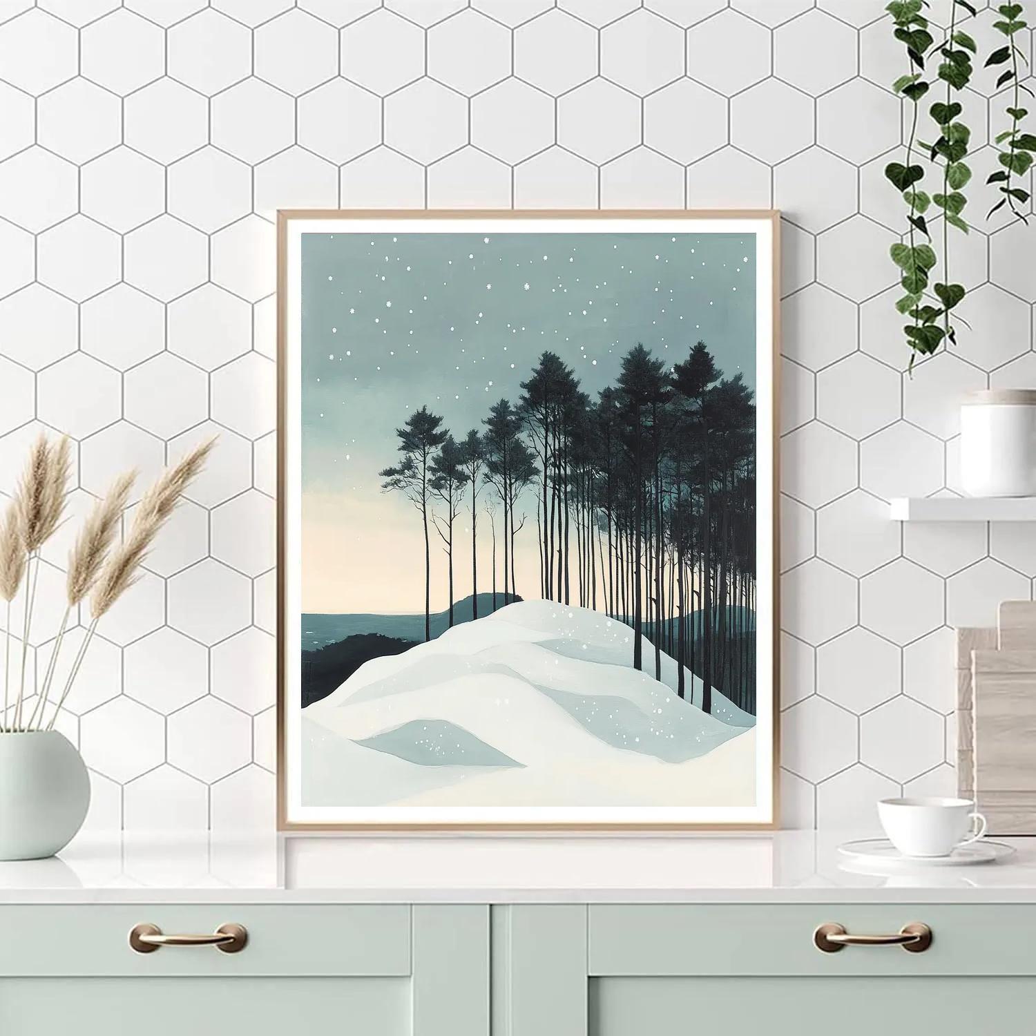 Hiroshige Inspired Snow On Distant Pines DIY paint by numbers