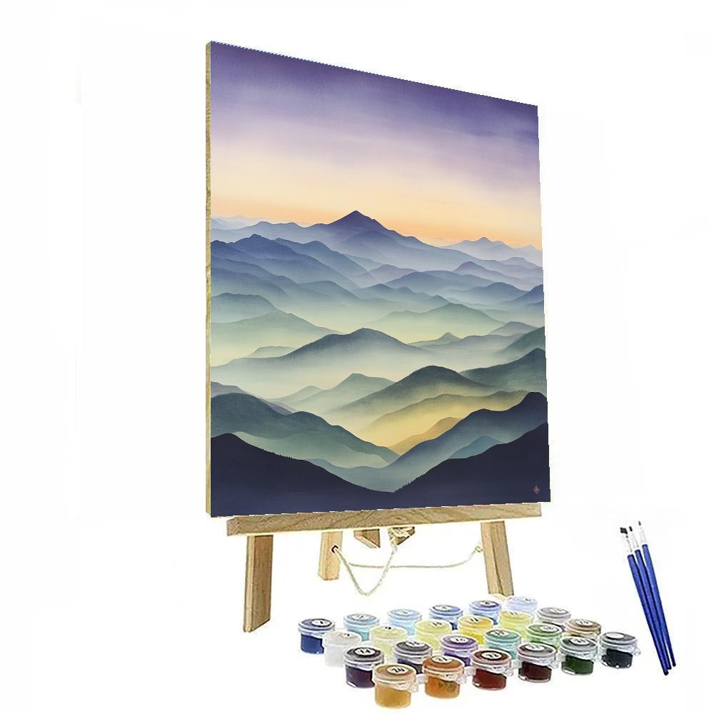 Hiroshige Inspired Twilight Mountain Serenity painting number kit