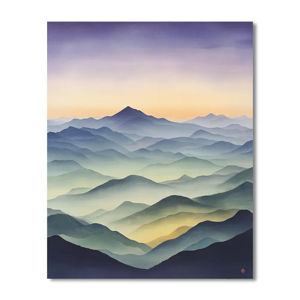 Hiroshige Inspired Twilight Mountain Serenity painting number kit