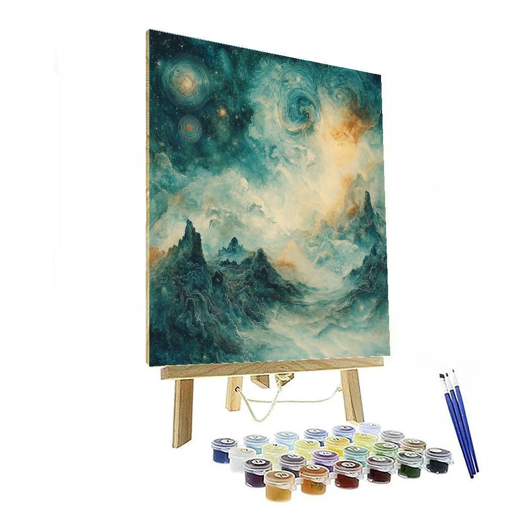 Max Ernst Inspired Cosmic Dreamscape paint by color