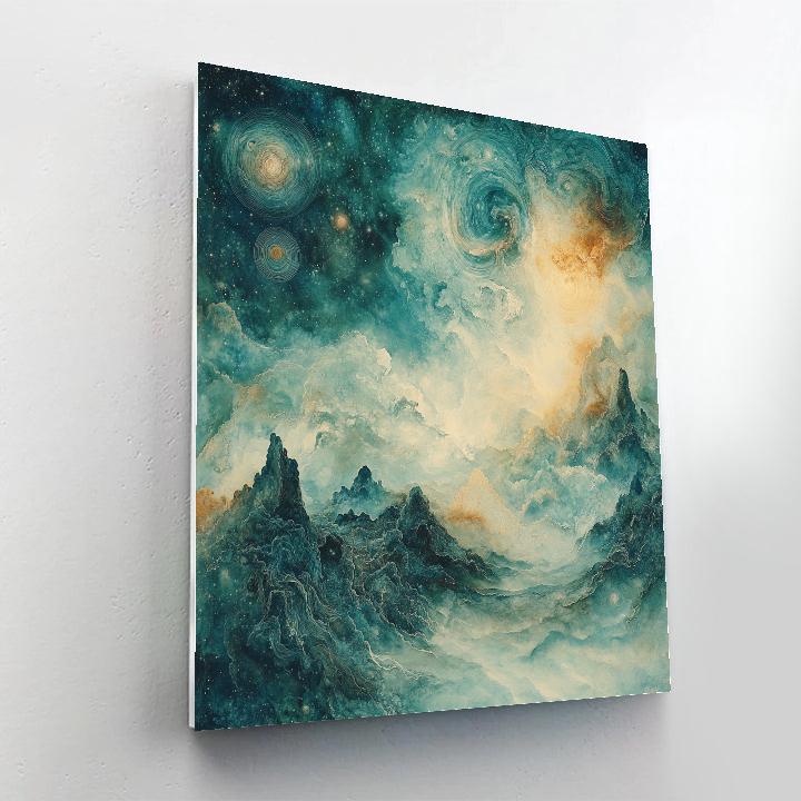 Max Ernst Inspired Cosmic Dreamscape paint by color