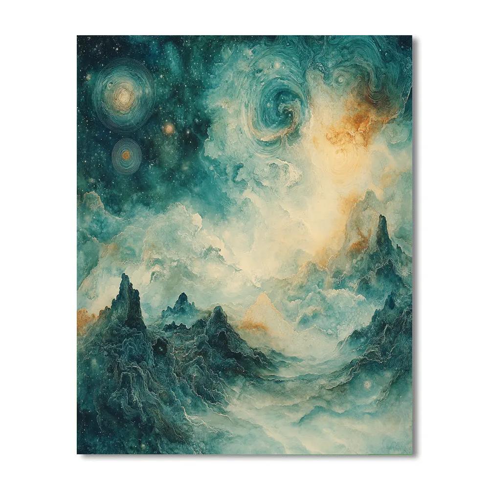 Max Ernst Inspired Cosmic Dreamscape paint by color