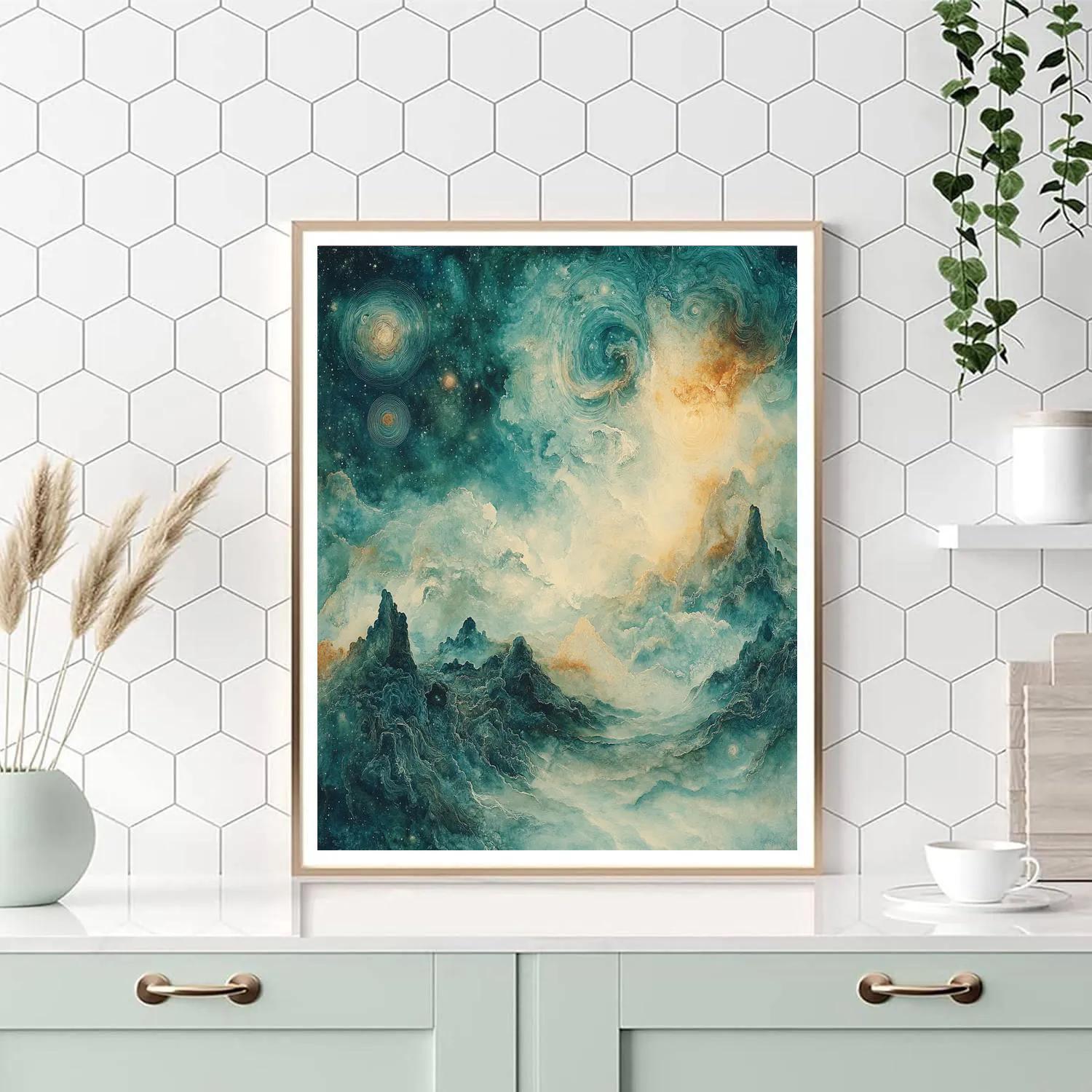 Max Ernst Inspired Cosmic Dreamscape paint by color