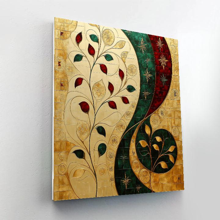 Gustav Klimt Inspired Golden Botanical Symphony paint by number