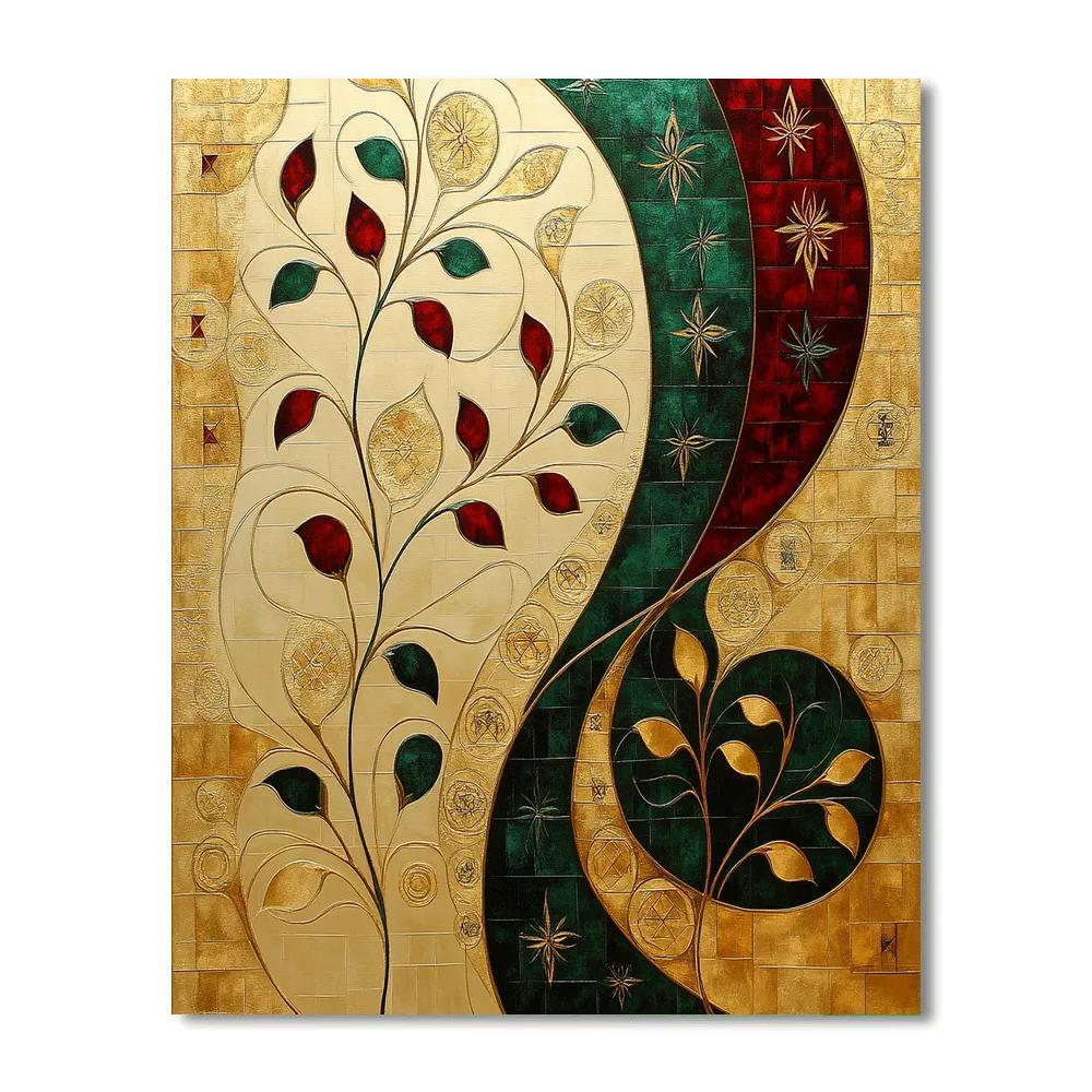 Gustav Klimt Inspired Golden Botanical Symphony paint by number
