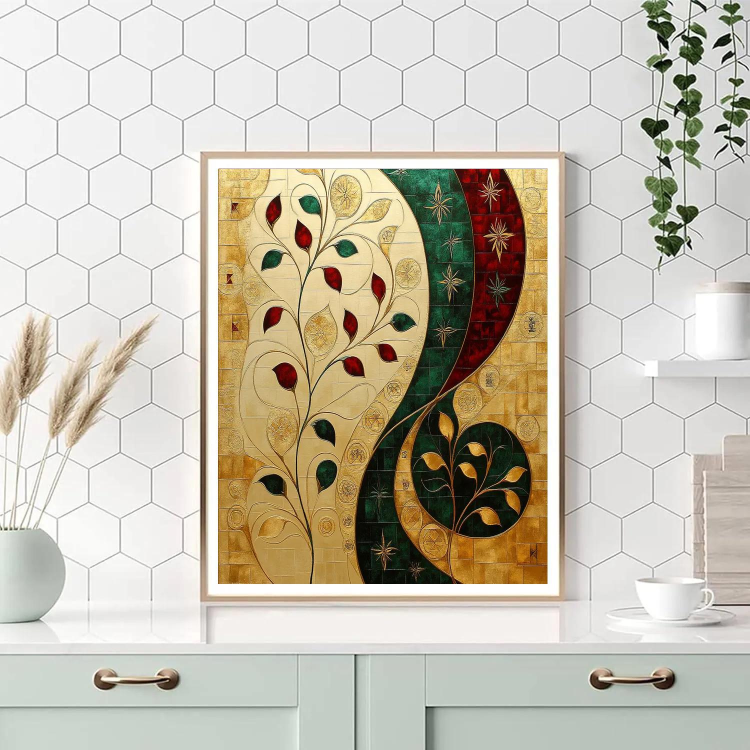 Gustav Klimt Inspired Golden Botanical Symphony paint by number