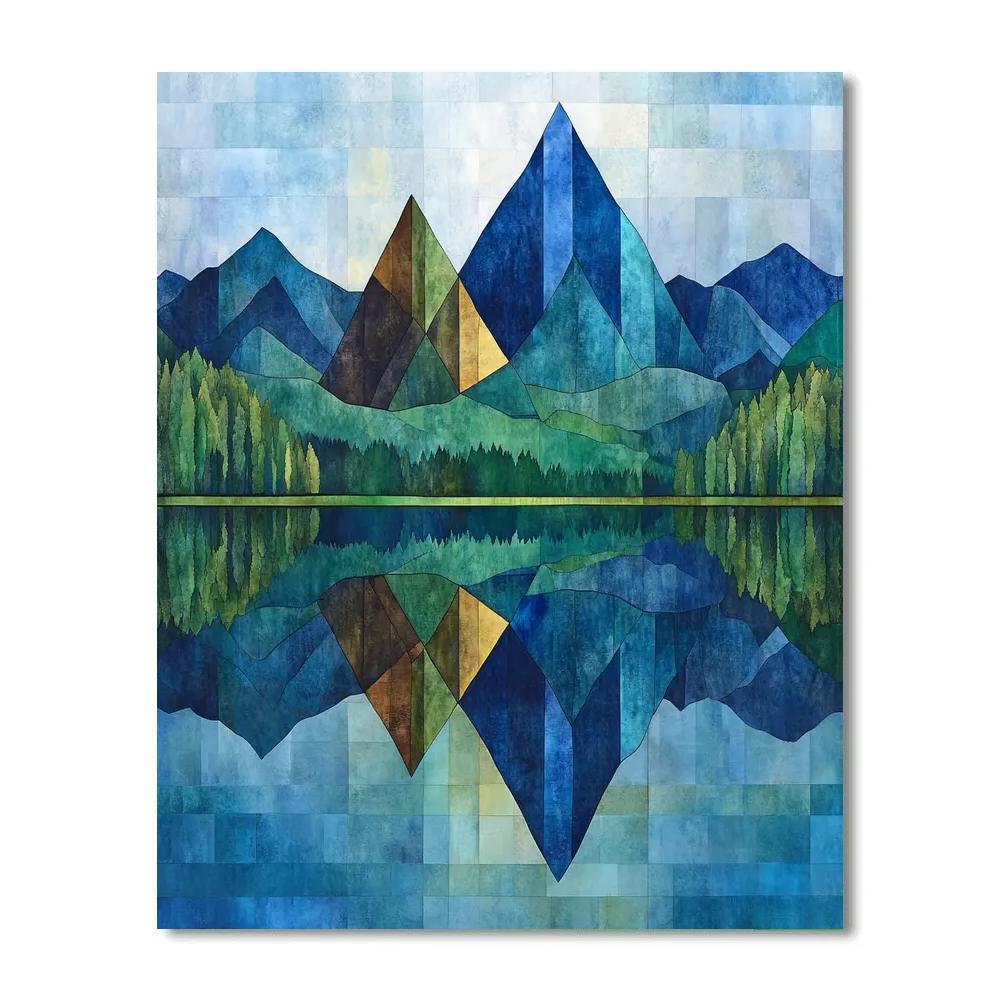 Paul Cézanne Inspired Geometric Mountain Reflections painting number kit