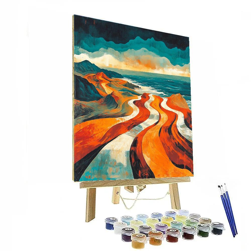 Edvard Munch Inspired Trembling Rockscape paint by color