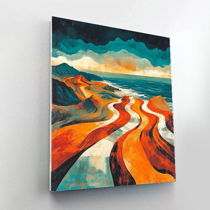 Edvard Munch Inspired Trembling Rockscape paint by color