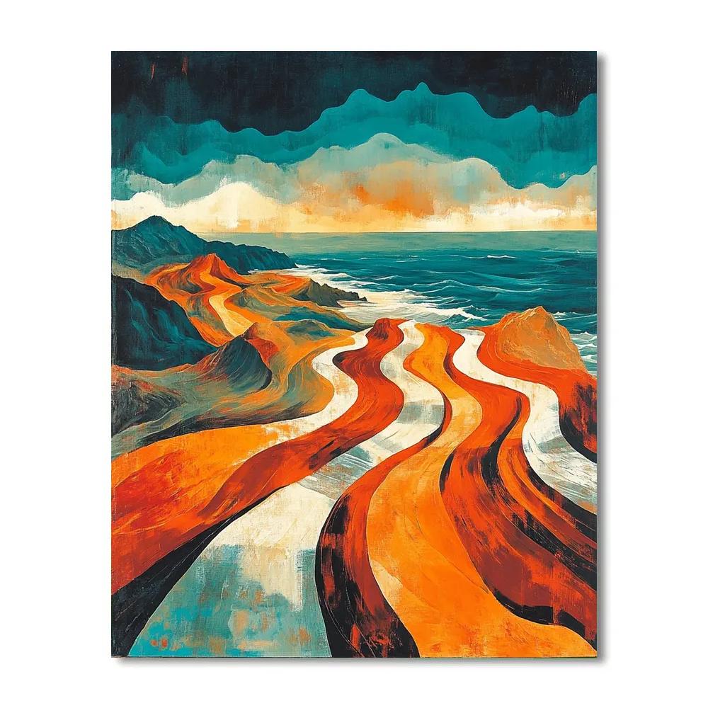 Edvard Munch Inspired Trembling Rockscape paint by color