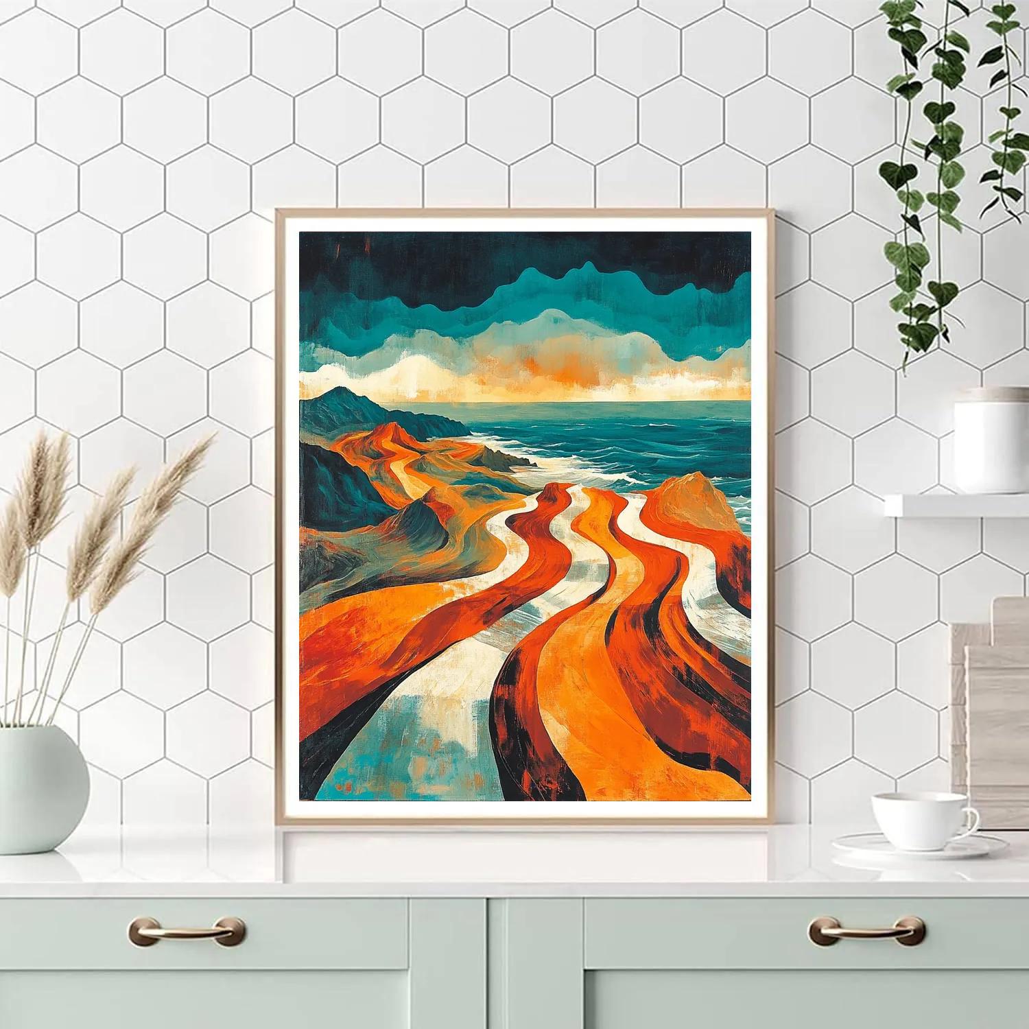 Edvard Munch Inspired Trembling Rockscape paint by color