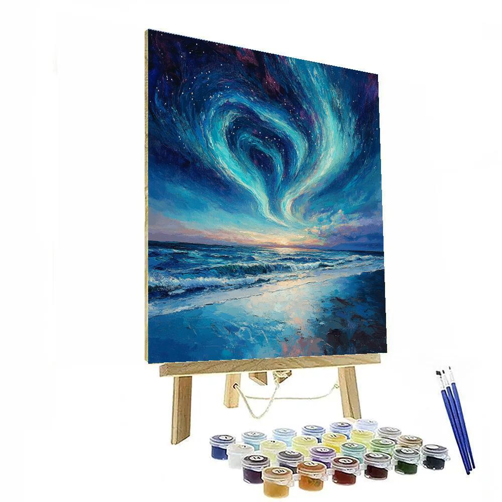 Edvard Munch Inspired Cosmic Tide Aurora paint by color