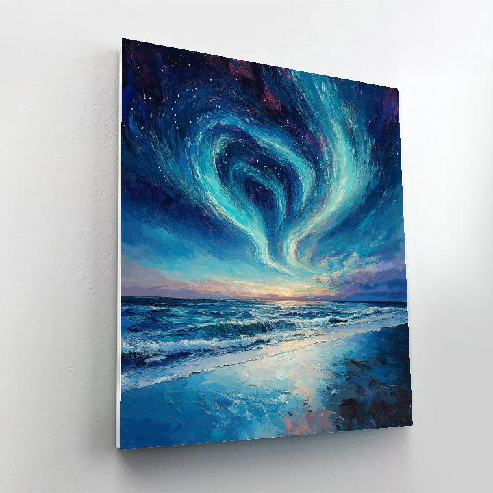 Edvard Munch Inspired Cosmic Tide Aurora paint by color