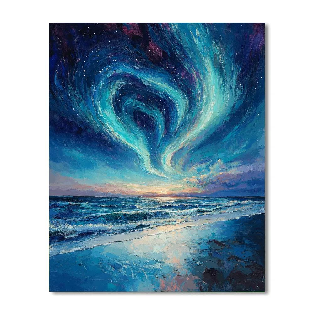 Edvard Munch Inspired Cosmic Tide Aurora paint by color