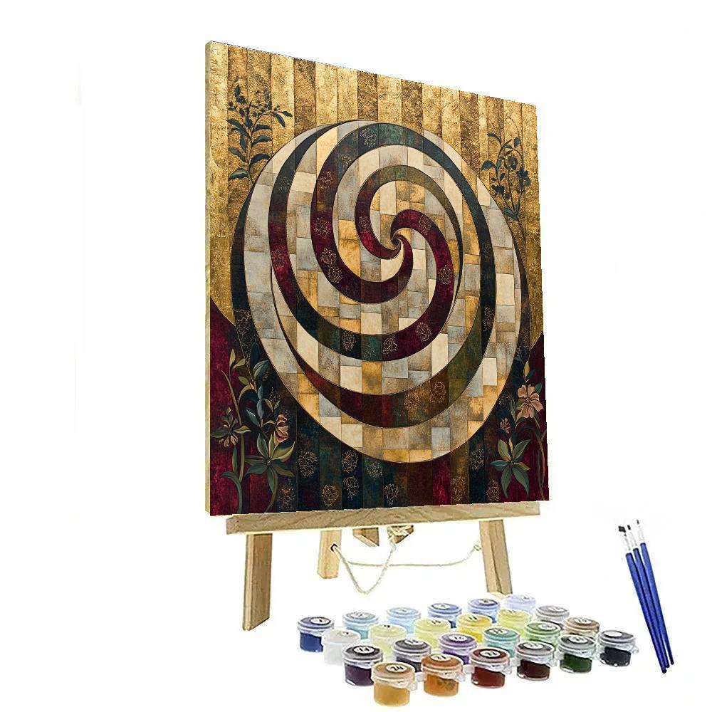 Gustav Klimt Inspired Whispering Aureate Labyrinth paint by number