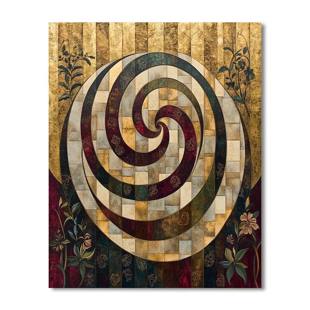 Gustav Klimt Inspired Whispering Aureate Labyrinth paint by number