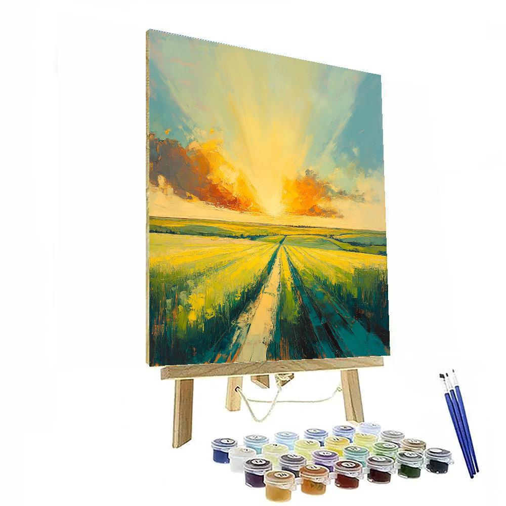 Edvard Munch Inspired Sunflare Over Pulsating Fields Paint by numbers kits
