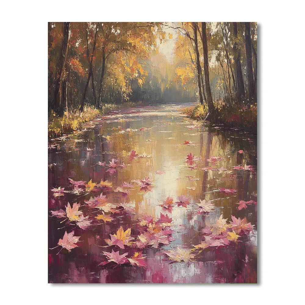 Edgar Degas Inspired Quiet Reflection Of Autumn Leaves paint by color