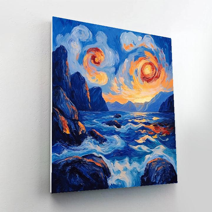 Edvard Munch Inspired Twilight Over Trembling Fjords paint by numbers