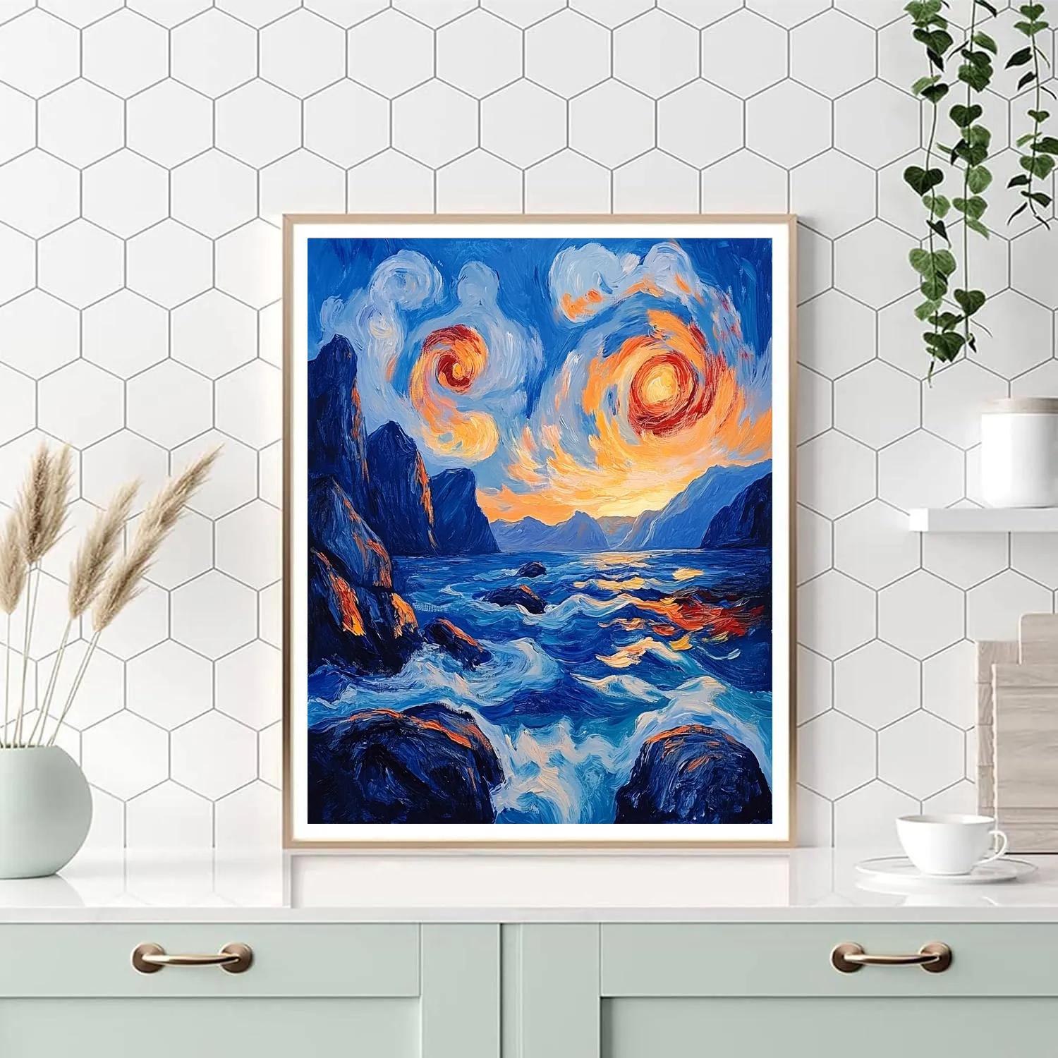 Edvard Munch Inspired Twilight Over Trembling Fjords paint by numbers