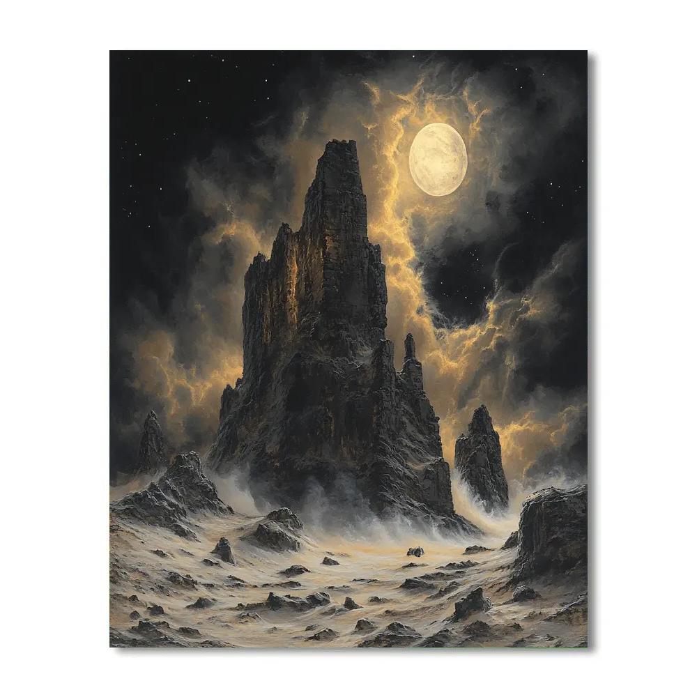 Francisco Goya Inspired Moonlit Bastion Of Ash paint by numbers