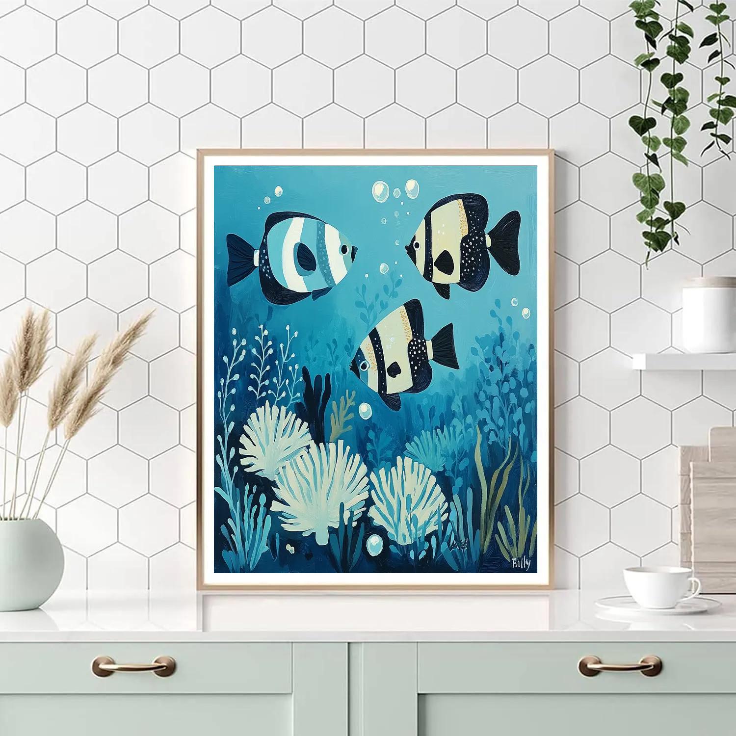 Leonardo Da Vinci Inspired Aurora Reef Number painting