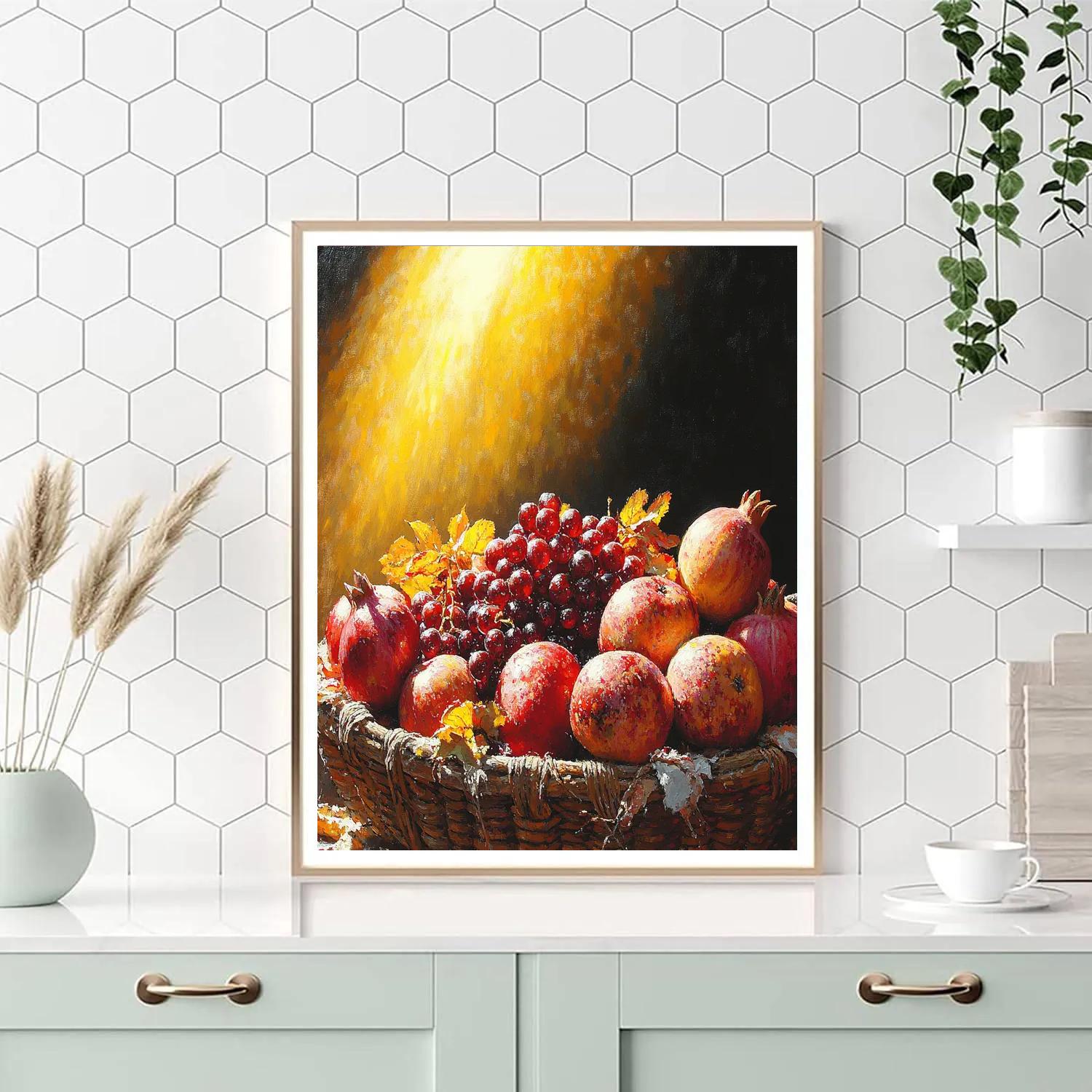 Caravaggio Inspired Decaying Fruit Basket Paint by numbers kits