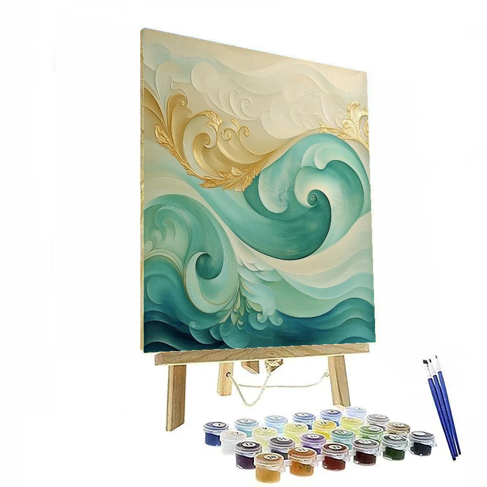 Alphonse Mucha Inspired Timeless Waves paint by color