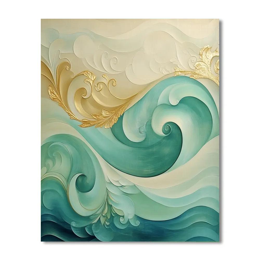 Alphonse Mucha Inspired Timeless Waves paint by color