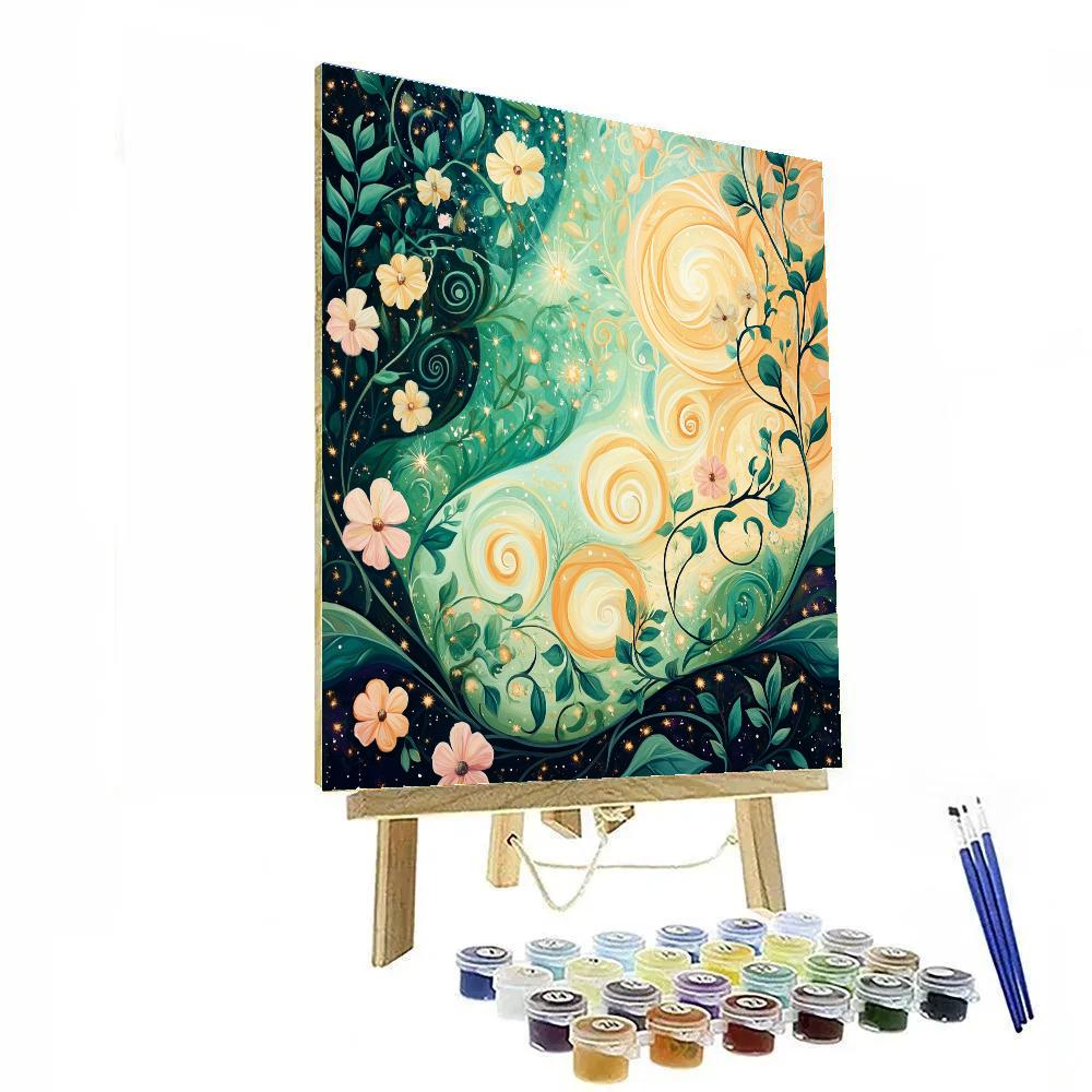 Alphonse Mucha Inspired Cosmic Garden paint by numbers