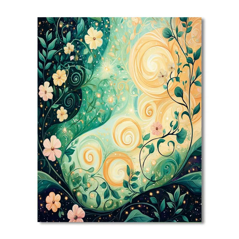 Alphonse Mucha Inspired Cosmic Garden paint by numbers