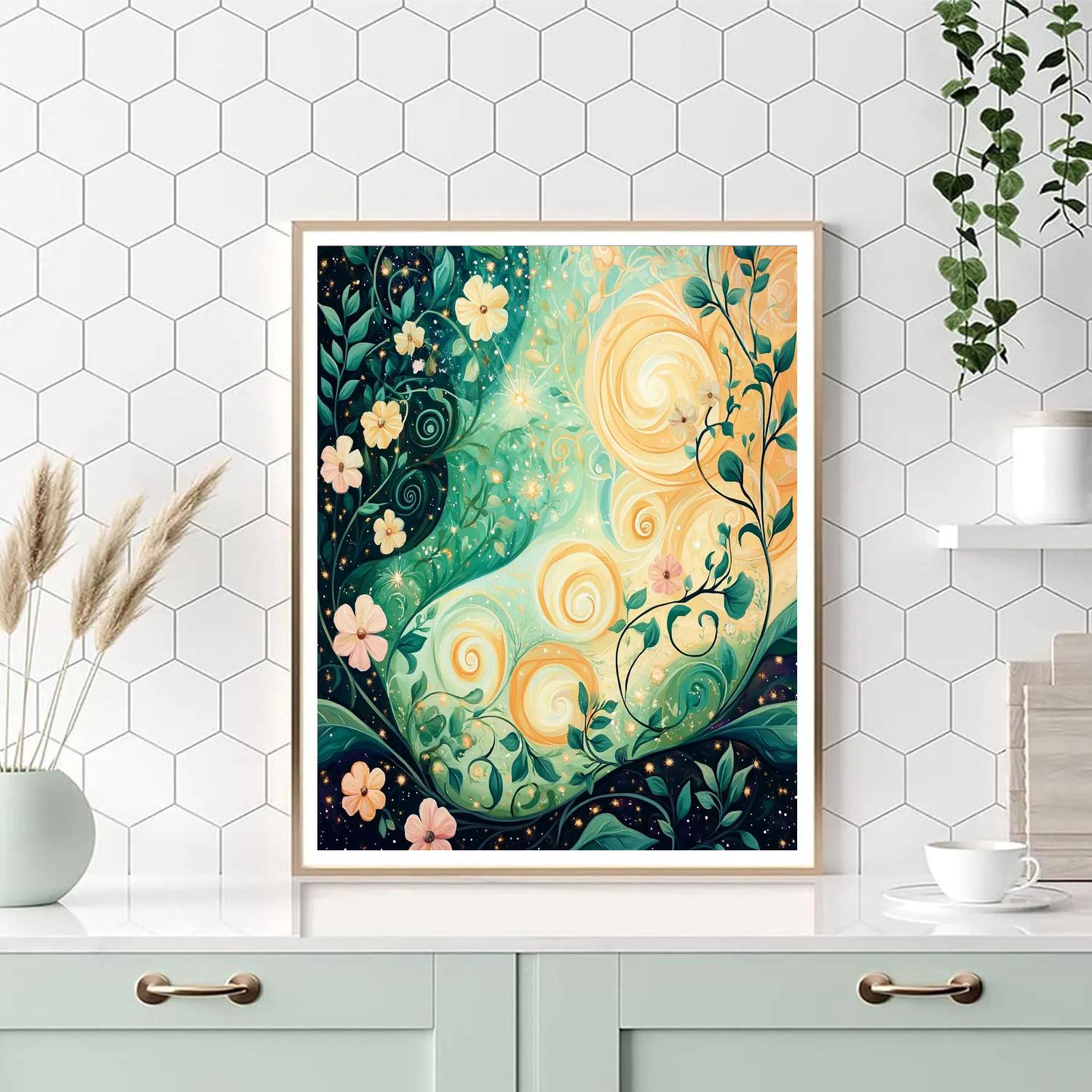 Alphonse Mucha Inspired Cosmic Garden paint by numbers