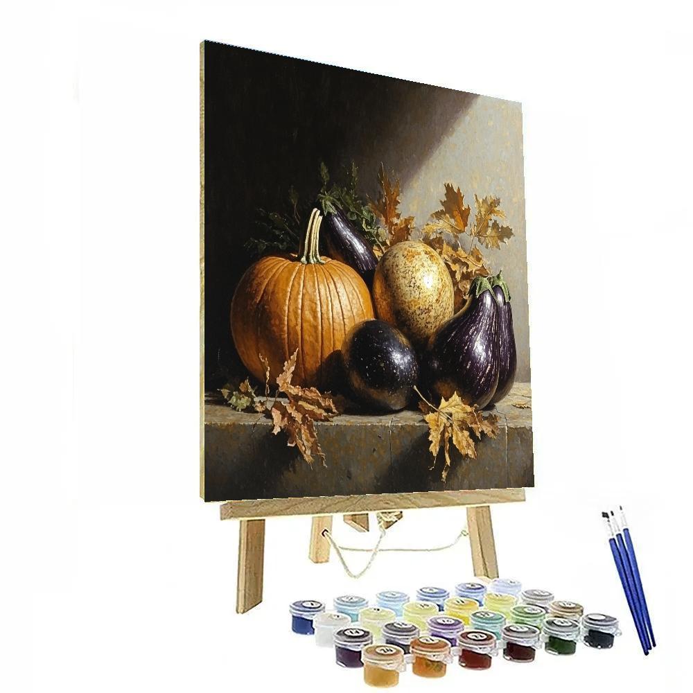 Caravaggio Inspired Tenebristic Autumn Vegetables Number painting