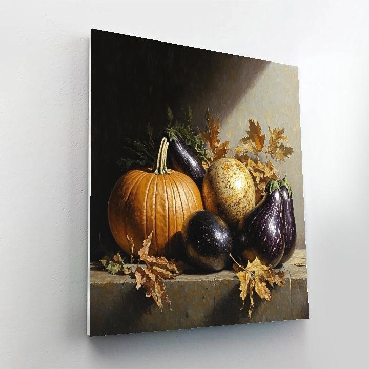 Caravaggio Inspired Tenebristic Autumn Vegetables Number painting